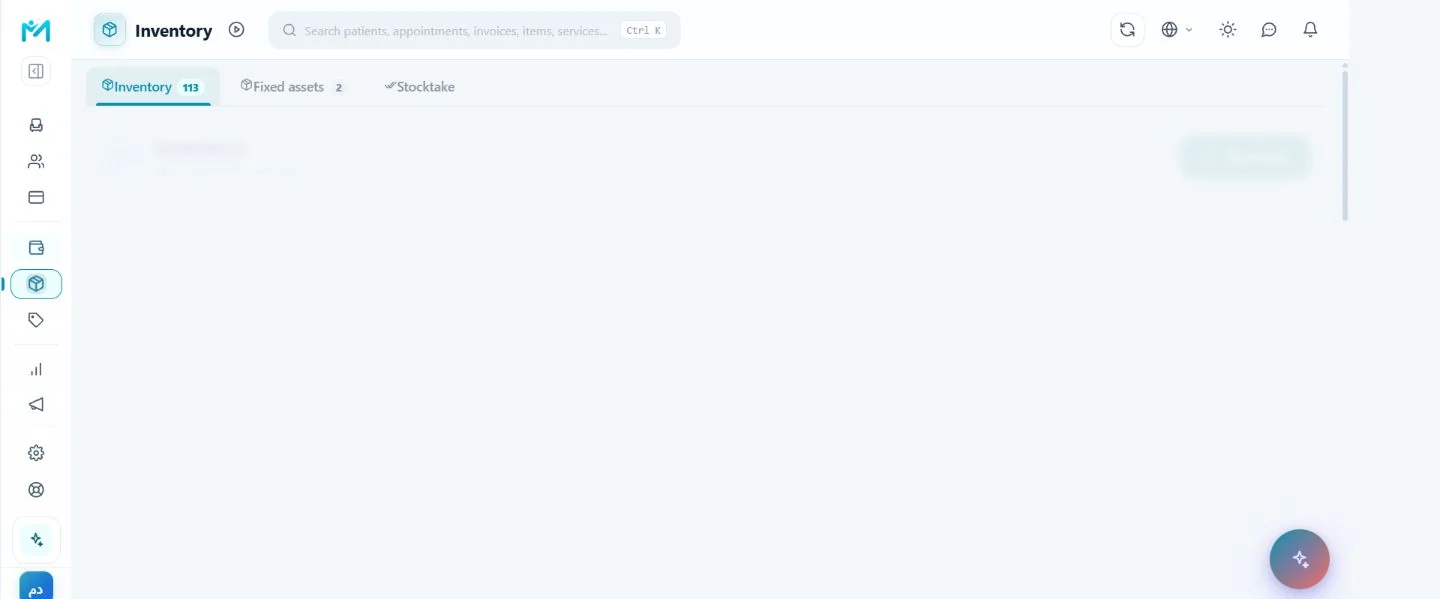 The real Modirify inventory and stocktake screen
